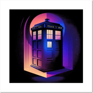 Synthwave Tardis Posters and Art